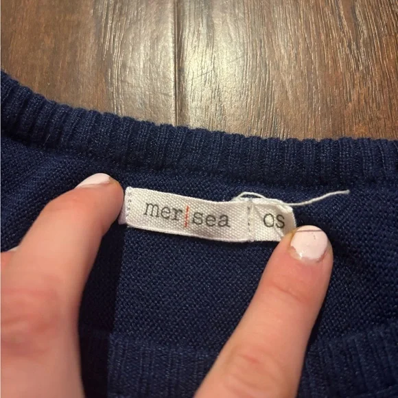 Mersea Catalina Crews Pocket Travel Sweater Deep Water Navy Blue One Size OS - Picture 6 of 6